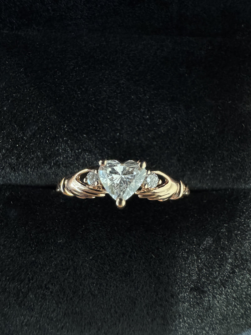 Claddagh-Inspired Bespoke Engagement Ring with Heart-Shaped Diamond
