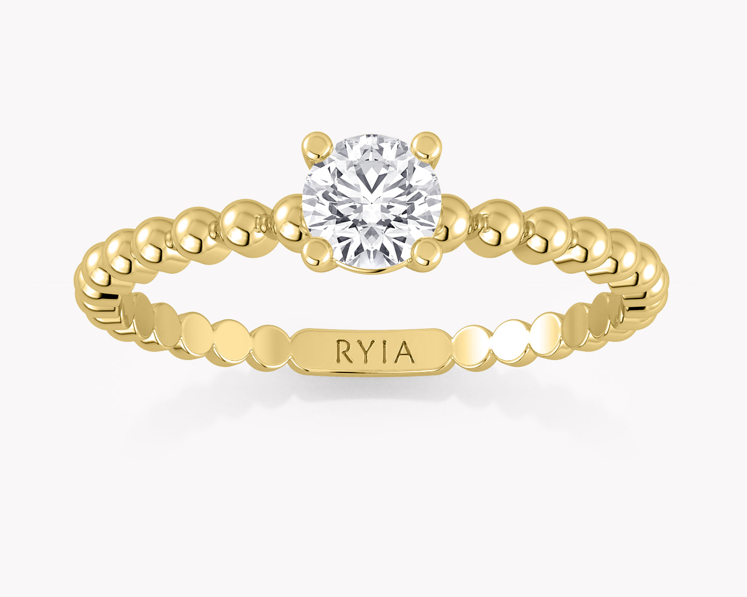 Schlichter Verlobungsring Gelbgold mit Brillanten, nachhaltig gezüchtetem im Labor vom RYIA Fine Jewelry.