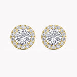 Halo-Ohrstecker Gelbgold mit Labordiamanten, handgefertigt von RYIA Fine Jewelry