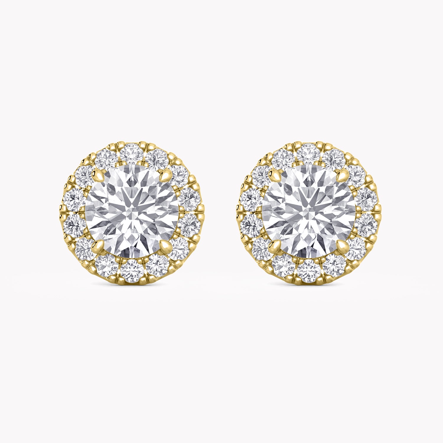 Halo-Ohrstecker Gelbgold mit Labordiamanten, handgefertigt von RYIA Fine Jewelry