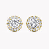 Halo-Ohrstecker Gelbgold mit Labordiamanten, handgefertigt von RYIA Fine Jewelry