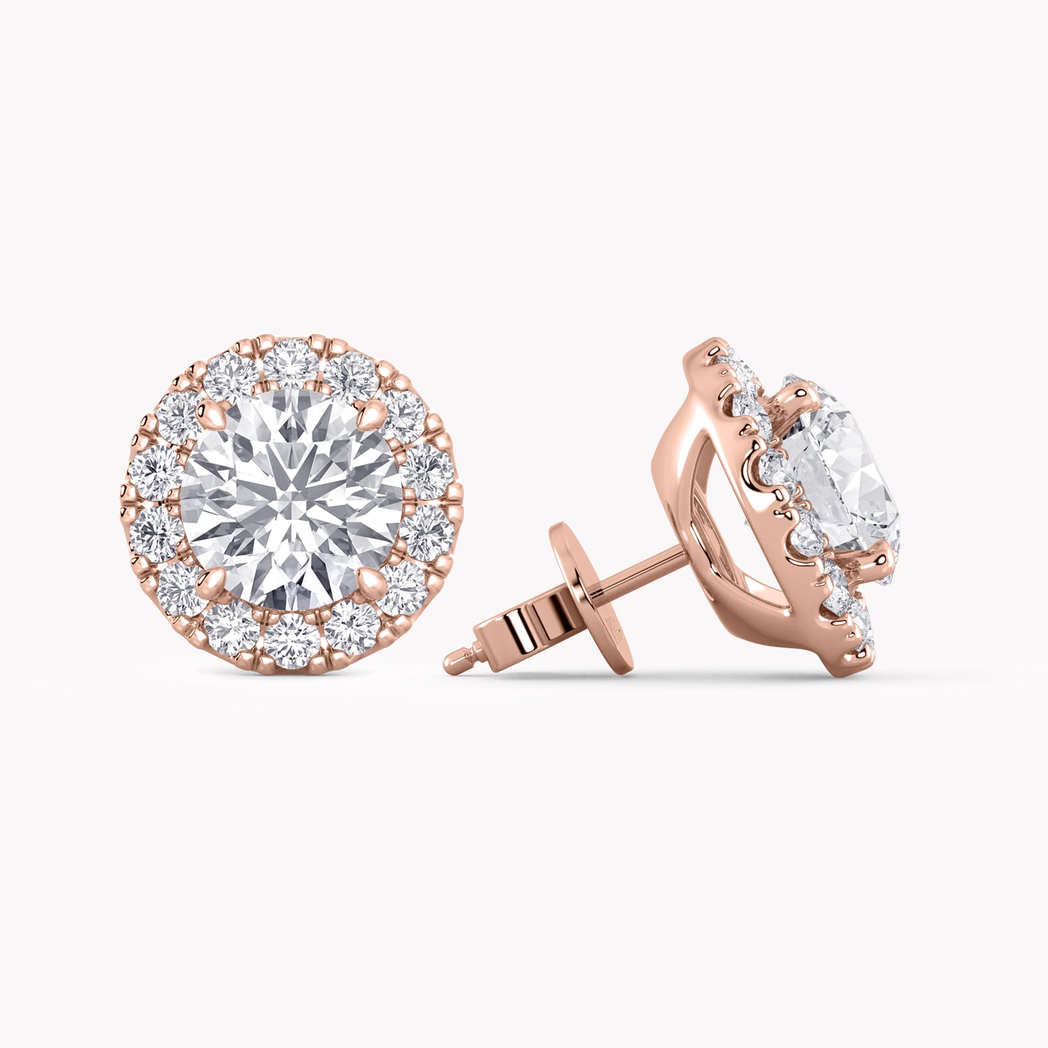 Halo-Ohrstecker Rosegold mit Labordiamanten, handgefertigt von RYIA Fine Jewelry