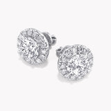 Halo-Ohrstecker Weißgold mit Labordiamanten, handgefertigt von RYIA Fine Jewelry