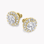 Halo-Ohrstecker Gelbgold mit Labordiamanten, handgefertigt von RYIA Fine Jewelry