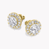 Halo-Ohrstecker Gelbgold mit Labordiamanten, handgefertigt von RYIA Fine Jewelry