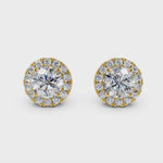 Halo-Ohrstecker Gelbgold mit Labordiamanten, handgefertigt von RYIA Fine Jewelry