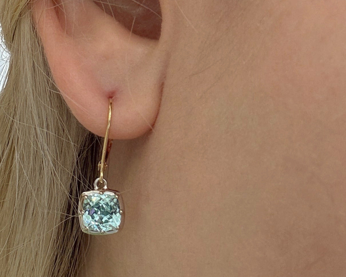 Handmade bicolor earrings with blue-green tourmalines