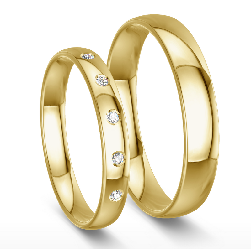 Navette Wedding Rings with Diamonds