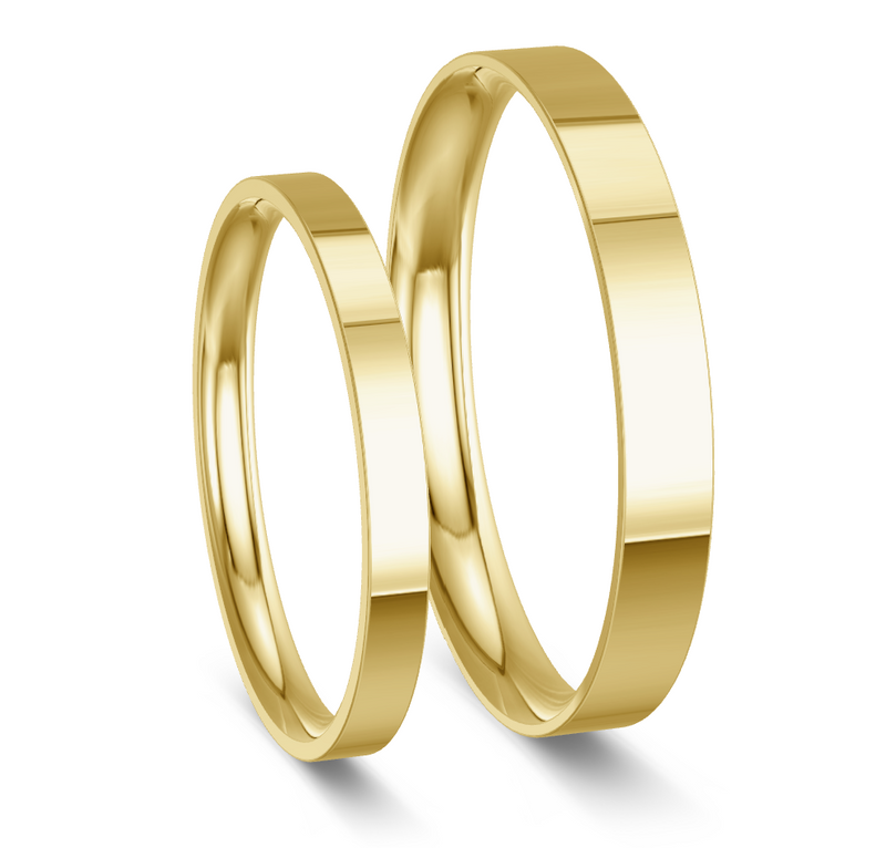 Square Yellow Gold Wedding Rings