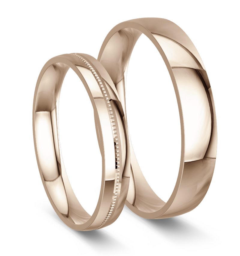 Champagne Gold Millgrain Wedding Rings