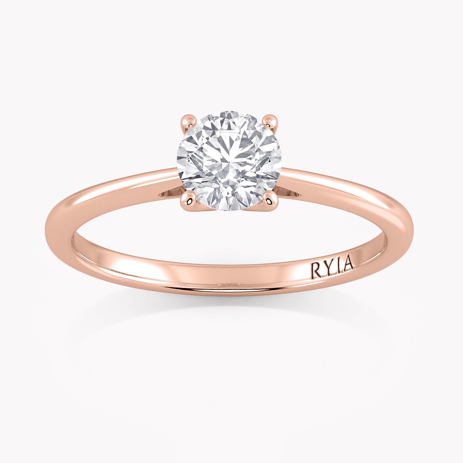 Solitär Verlobungsring Rosegold mit gezüchtetem Diamanten im Brillantschliff, handgefertigt von RYIA Fine Jewelry