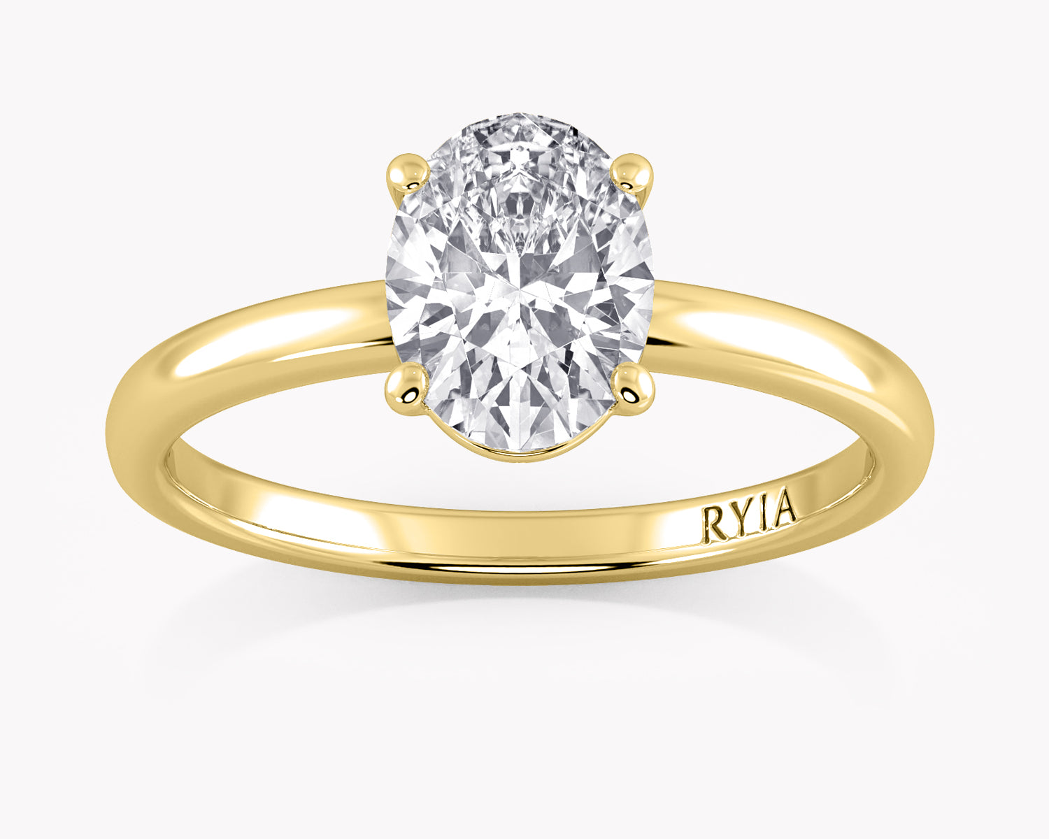 Olive Solitär Verlobungsring mit Ovalem Labordiamanten aus Gelbgold von RYIA Fine Jewelry