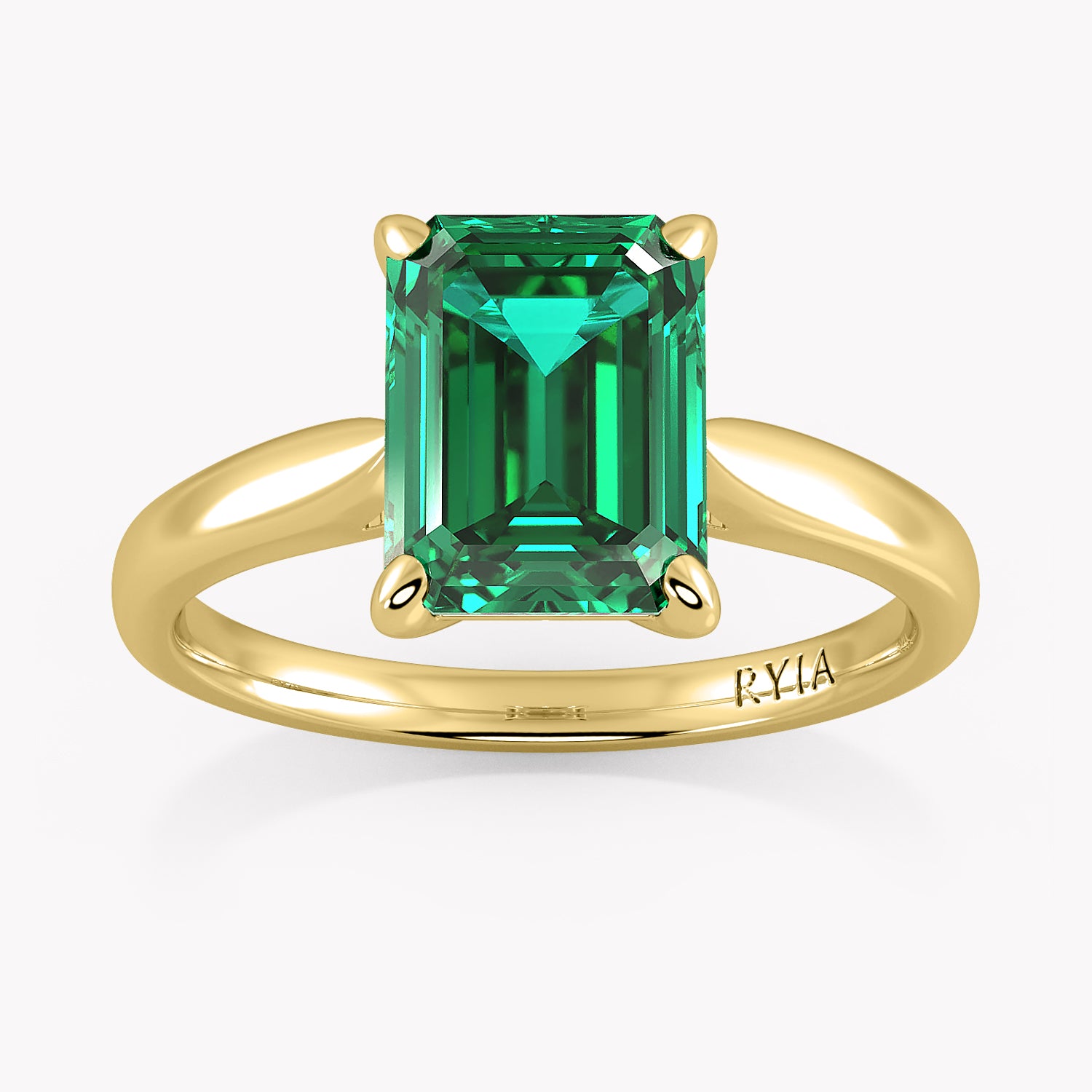 Smaragd Solitär Ring in Gelbgold von RYIA Fine Jewelry