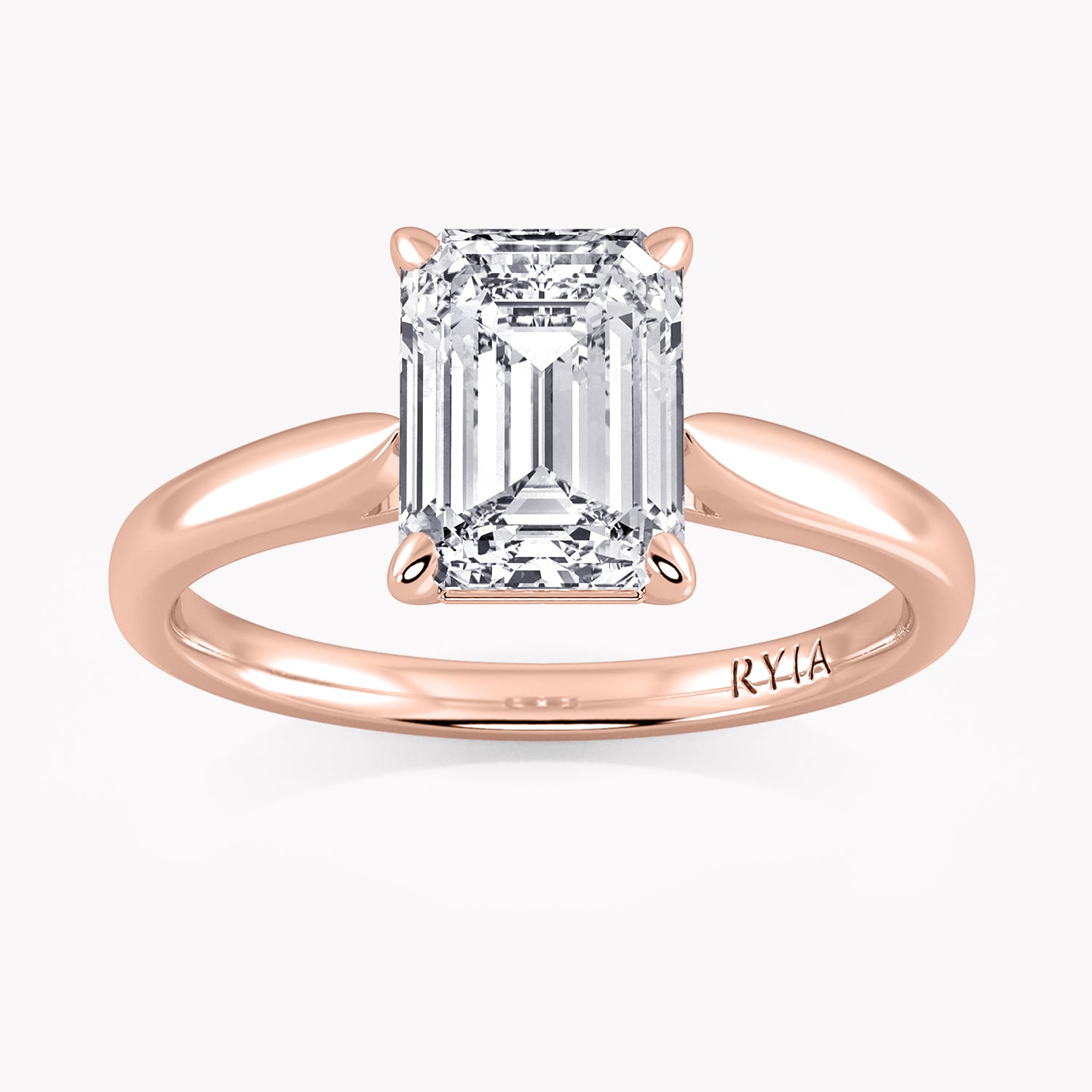 Emerald Cut Verlobungsring Rosegold mit einem Labordiamanten by RYIA Fine Jewelry München