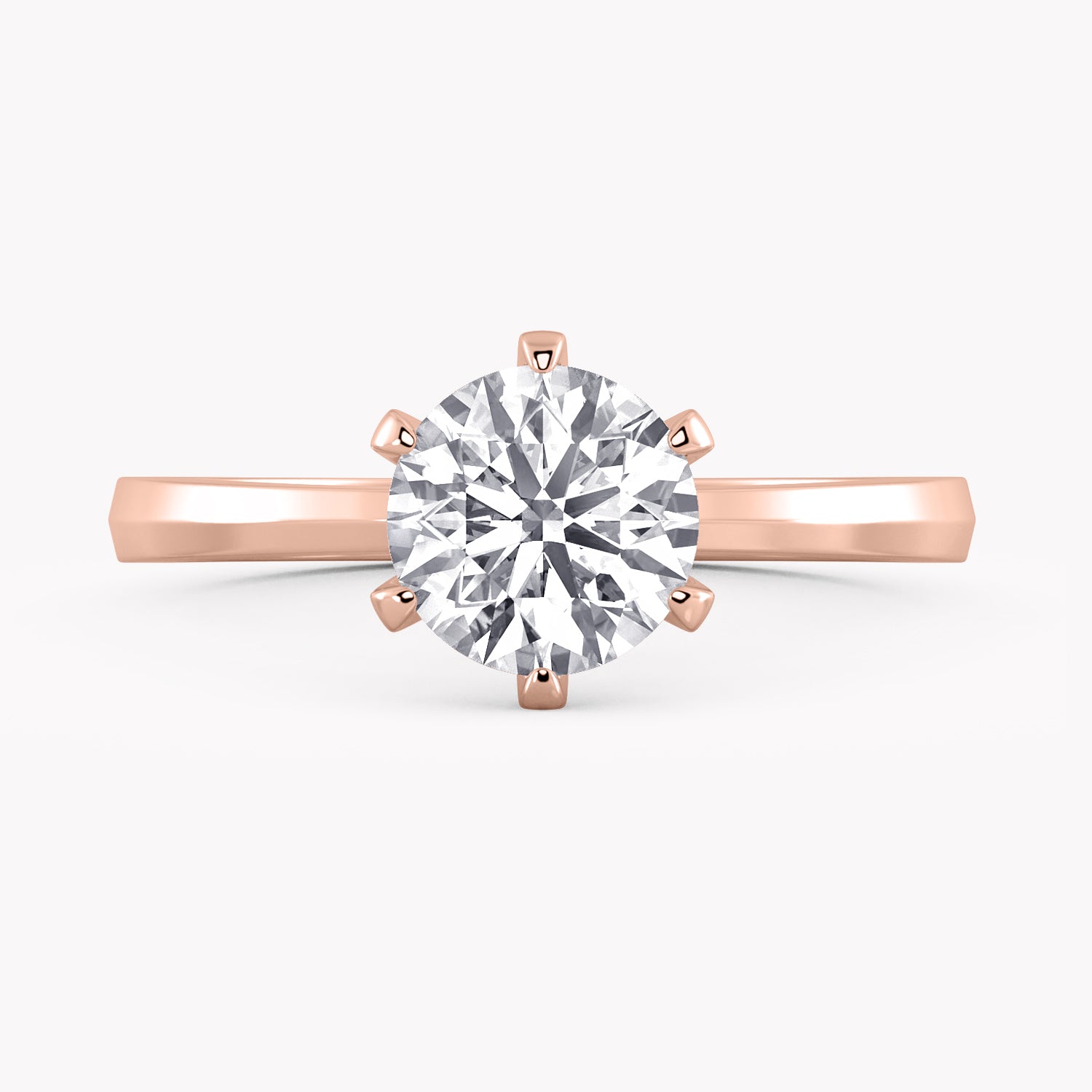 Solitär Verlobungsring Rosegold, Brillantschliff Labordiamant 1 ct. in einer 6-Krappen Fassung von RYIA Fine Jewelry