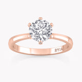 Solitär Verlobungsring Rosegold, Brillantschliff Labordiamant 1 ct. in einer 6-Krappen Fassung von RYIA Fine Jewelry