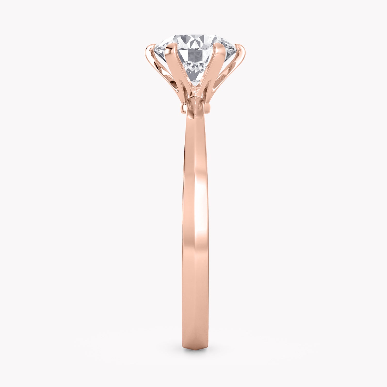 Solitär Verlobungsring Rosegold, Brillantschliff Labordiamant 1 ct. in einer 6-Krappen Fassung von RYIA Fine Jewelry