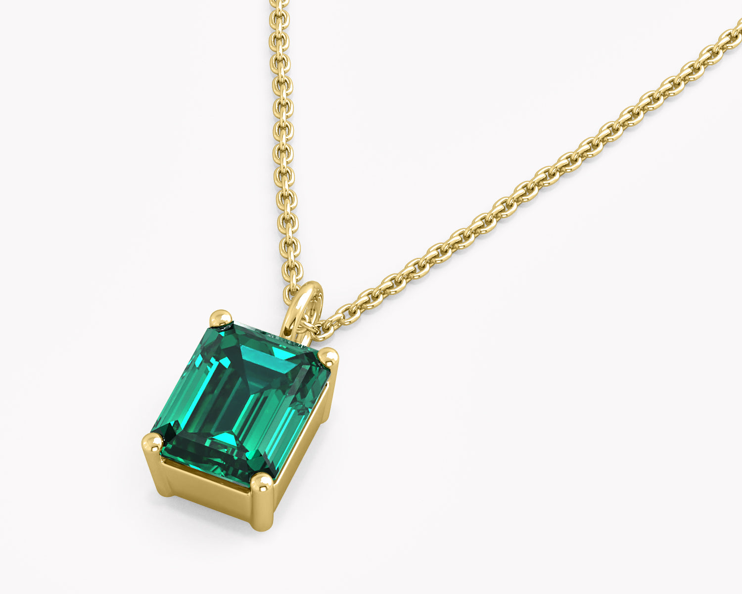 Bamboo green Emerald Necklace from recycled 14k Yellow Gold by RYIA Munich