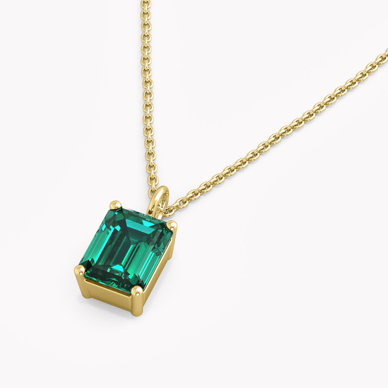Bamboo green Emerald Necklace from recycled 14k Yellow Gold by RYIA Munich