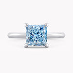 Verlobungsring Weißgold 750 mit blauem Diamanten im Prinzess Schliff, handgefertigt von Goldschmieden by RYIA Fine Jewelry
