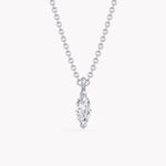 Leaf Gold Necklace with Lab-Grown Marquise Cut Diamond in White Gold 