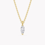 Leaf Gold Necklace with Lab-Grown Marquise Cut Diamond in yellow gold 