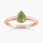 Lotus Engagement Ring in 18k Rose Gold  with Fancy Vivid Green Lab- Grown Diamond, handmade by our Goldsmiths