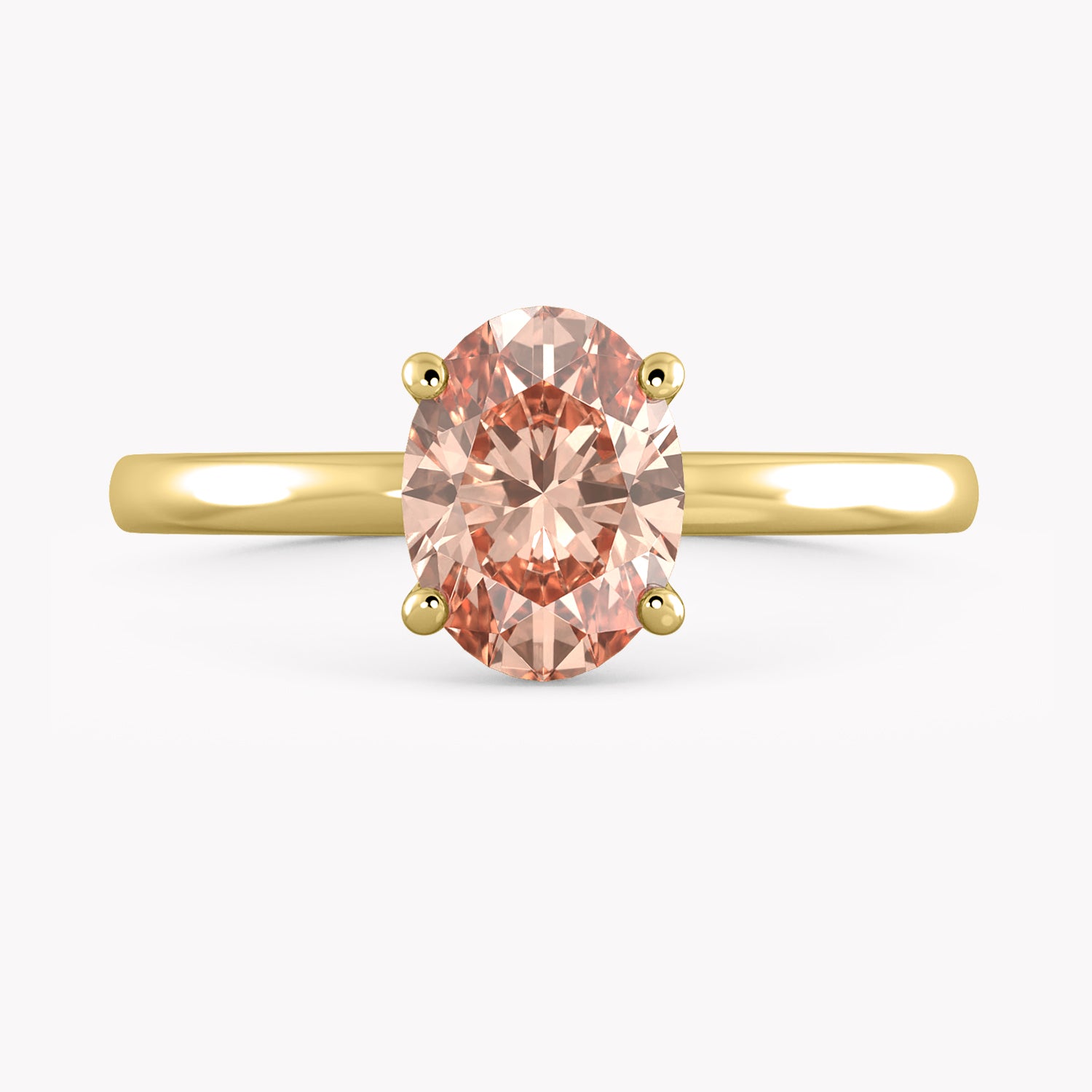 Olive Rose Bespoke Verlobungsring mit Ovalen Labordiamanten in Fancy Vivid Pink bei RYIA Fine Jewelry