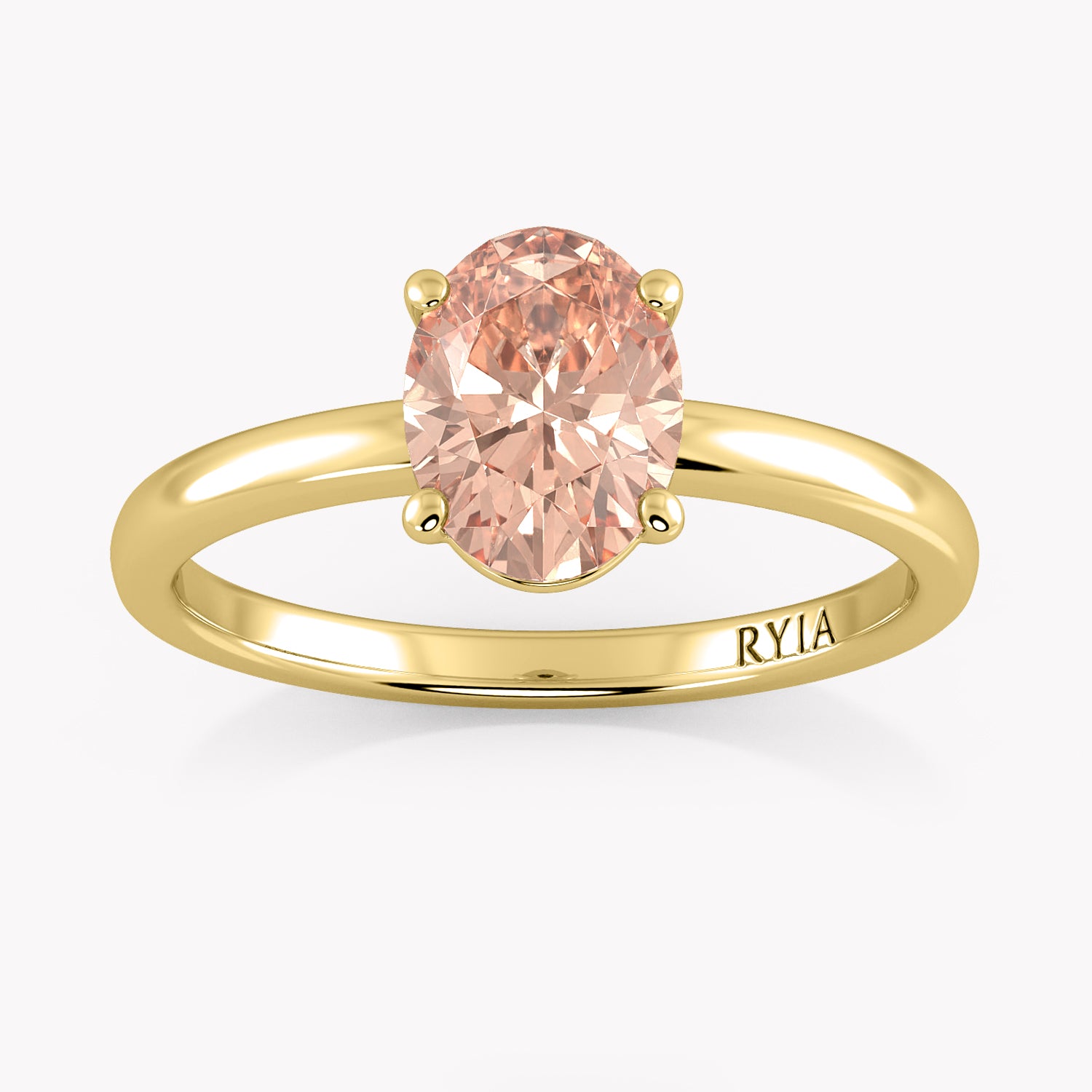 Olive Rose Bespoke Verlobungsring mit Ovalen Labordiamanten in Fancy Vivid Pink bei RYIA Fine Jewelry