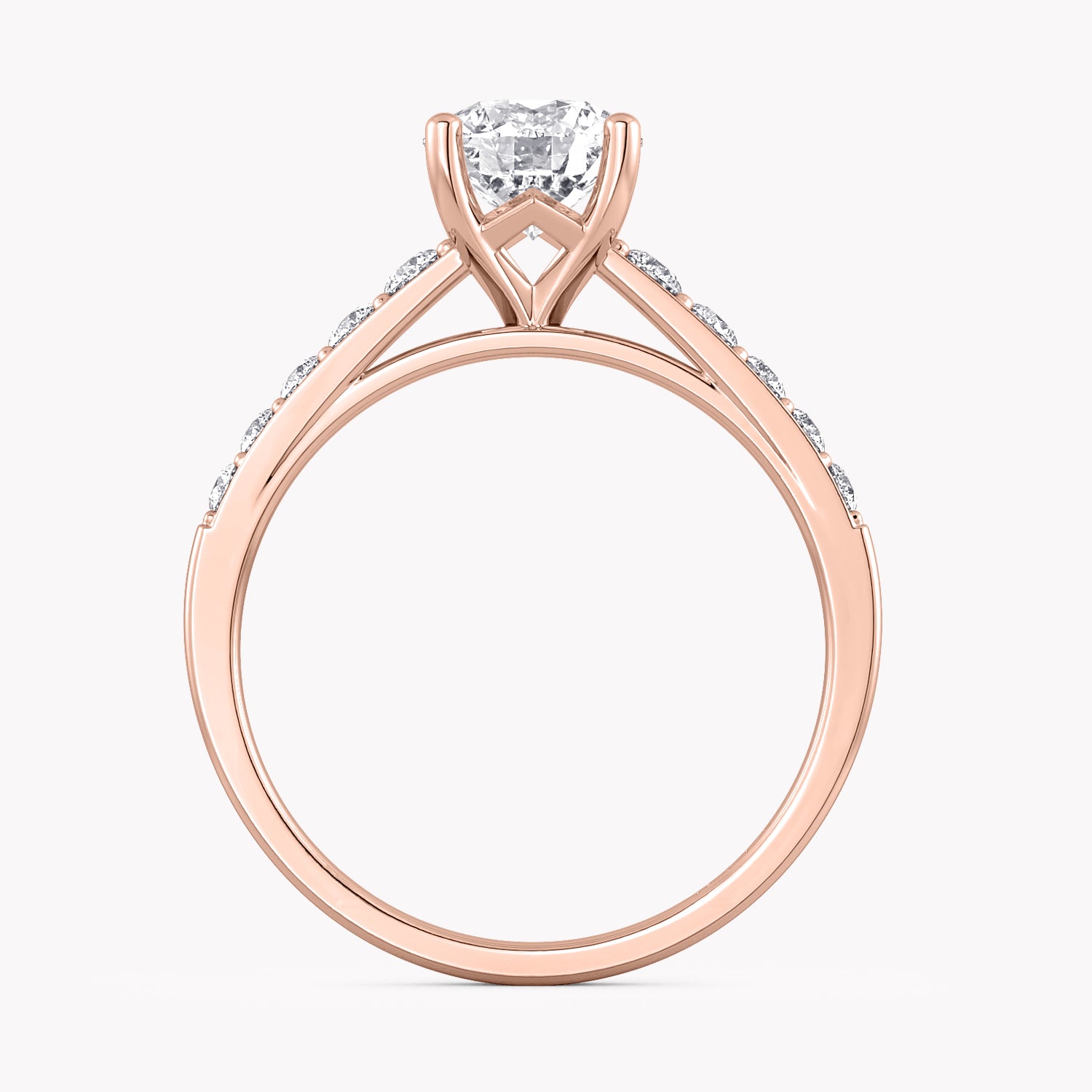 Primrose Verlobungsring Rosegold mit Brillant-Schliff Diamanten und Seitendiamanten von RYIA Fine Jewelry