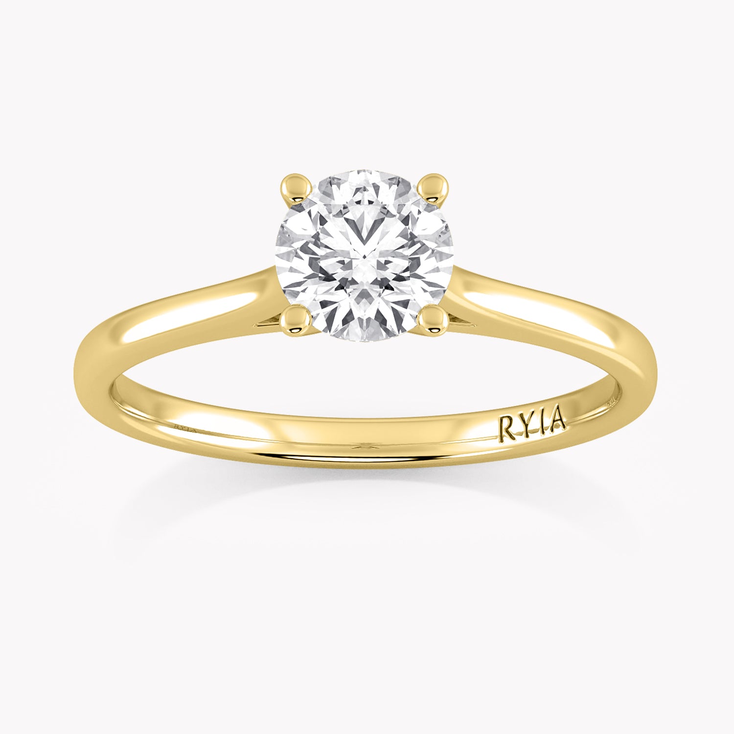 Silene Verlobungsring Gelbgold mit Solitär Diamanten aus dem Labor in Brillantschliff, handgefertigt von RYIA Fine Jewelry