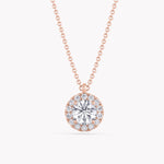Halo-Halskette Rosegold mit Labordiamant-Anhänger, handgefertigt von RYIA Fine Jewelry