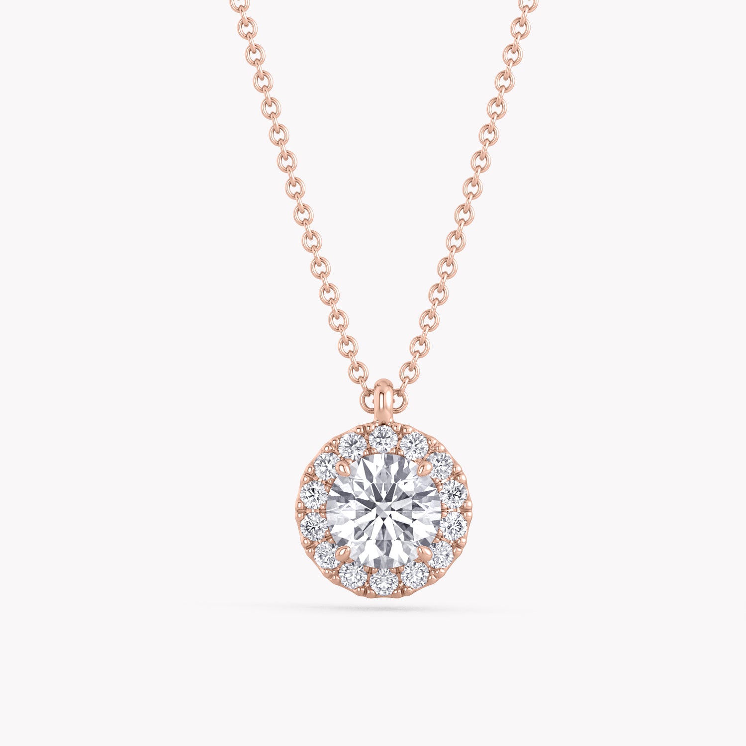 Halo-Halskette Rosegold mit Labordiamant-Anhänger, handgefertigt von RYIA Fine Jewelry