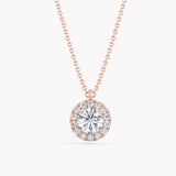 Halo-Halskette Rosegold mit Labordiamant-Anhänger, handgefertigt von RYIA Fine Jewelry