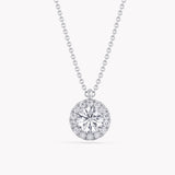 Halo-Halskette Weißgold mit Labordiamant-Anhänger, handgefertigt von RYIA Fine Jewelry