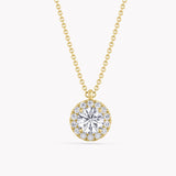 Halo-Halskette Gelbgold mit Labordiamant-Anhänger, handgefertigt von RYIA Fine Jewelry