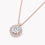 Halo-Halskette Rosegold mit Labordiamant-Anhänger, handgefertigt von RYIA Fine Jewelry