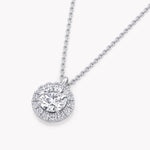 Halo-Halskette Weißgold mit Labordiamant-Anhänger, handgefertigt von RYIA Fine Jewelry