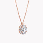Halo-Halskette Rosegold mit Labordiamant-Anhänger, handgefertigt von RYIA Fine Jewelry