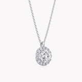 Halo-Halskette Weißgold mit Labordiamant-Anhänger, handgefertigt von RYIA Fine Jewelry