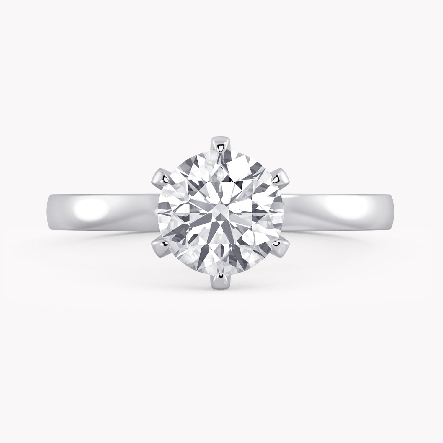 Weißgold Verlobungsring 1 Karat mit einem Labordiamanten, handgefertigt von RYIA Fine Jewelry 