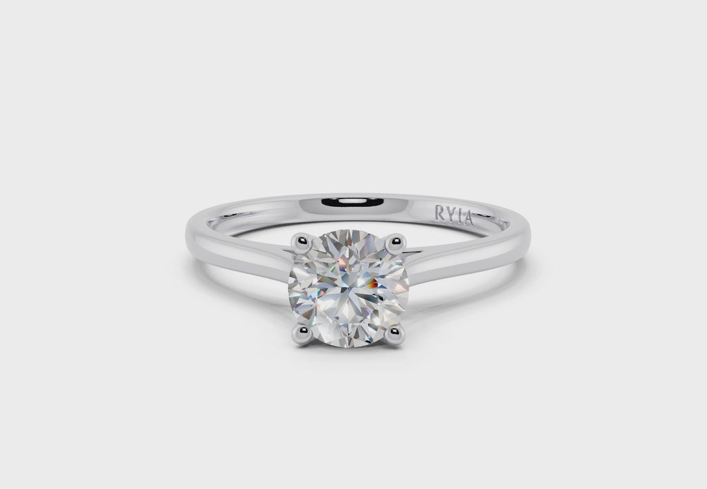 Silene Verlobungsring Platin mit Solitär Diamanten aus dem Labor in Brillantschliff, handgefertigt von RYIA Fine Jewelry