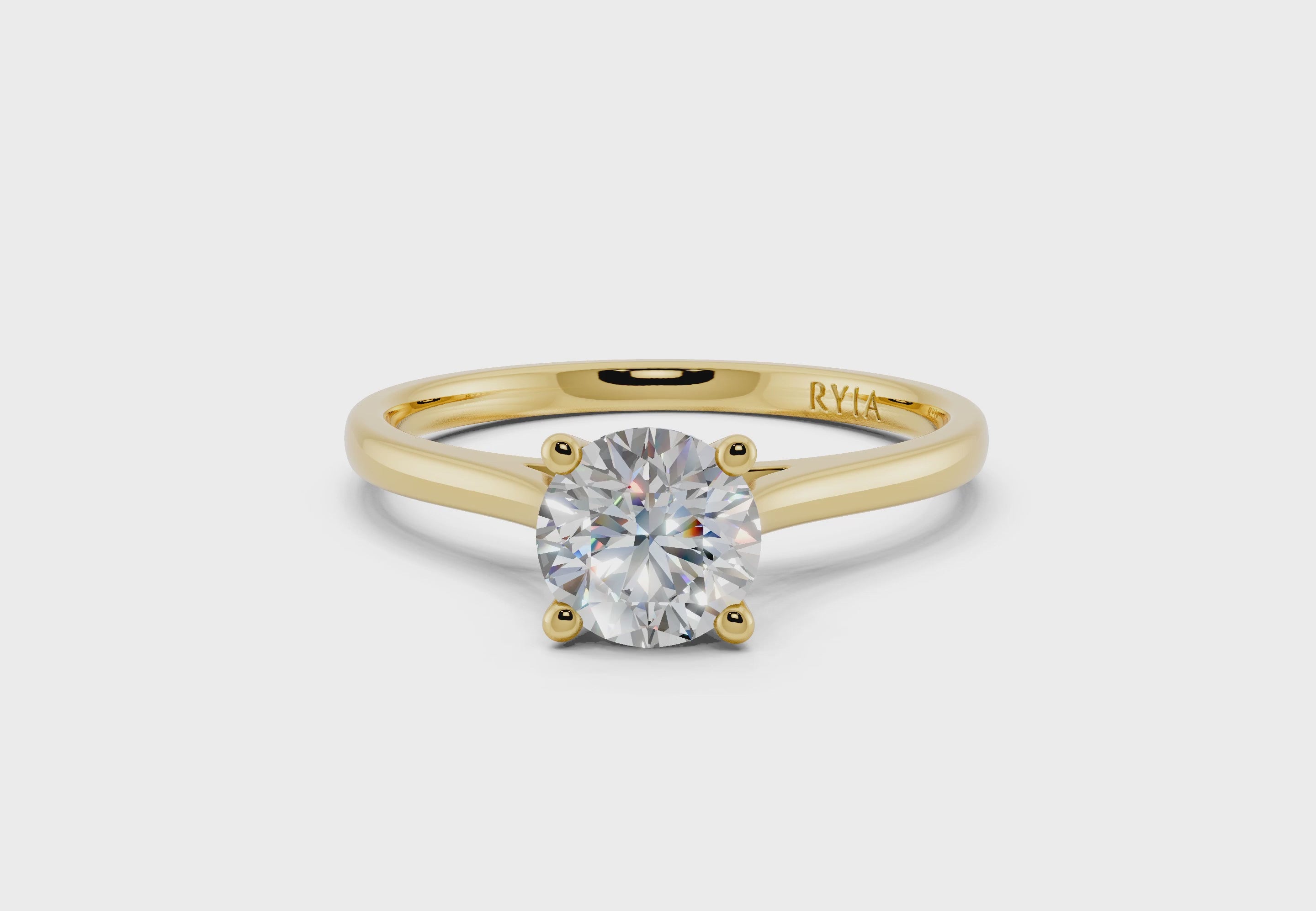 Silene Verlobungsring Gelbgold mit Solitär Diamanten aus dem Labor in Brillantschliff, handgefertigt von RYIA Fine Jewelry