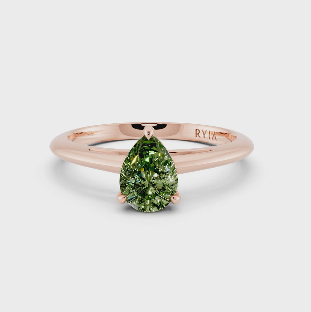 Engagement Ring Lotus in Rose Gold 18k with Fancy Vivid Green Diamond by RYIA Munich