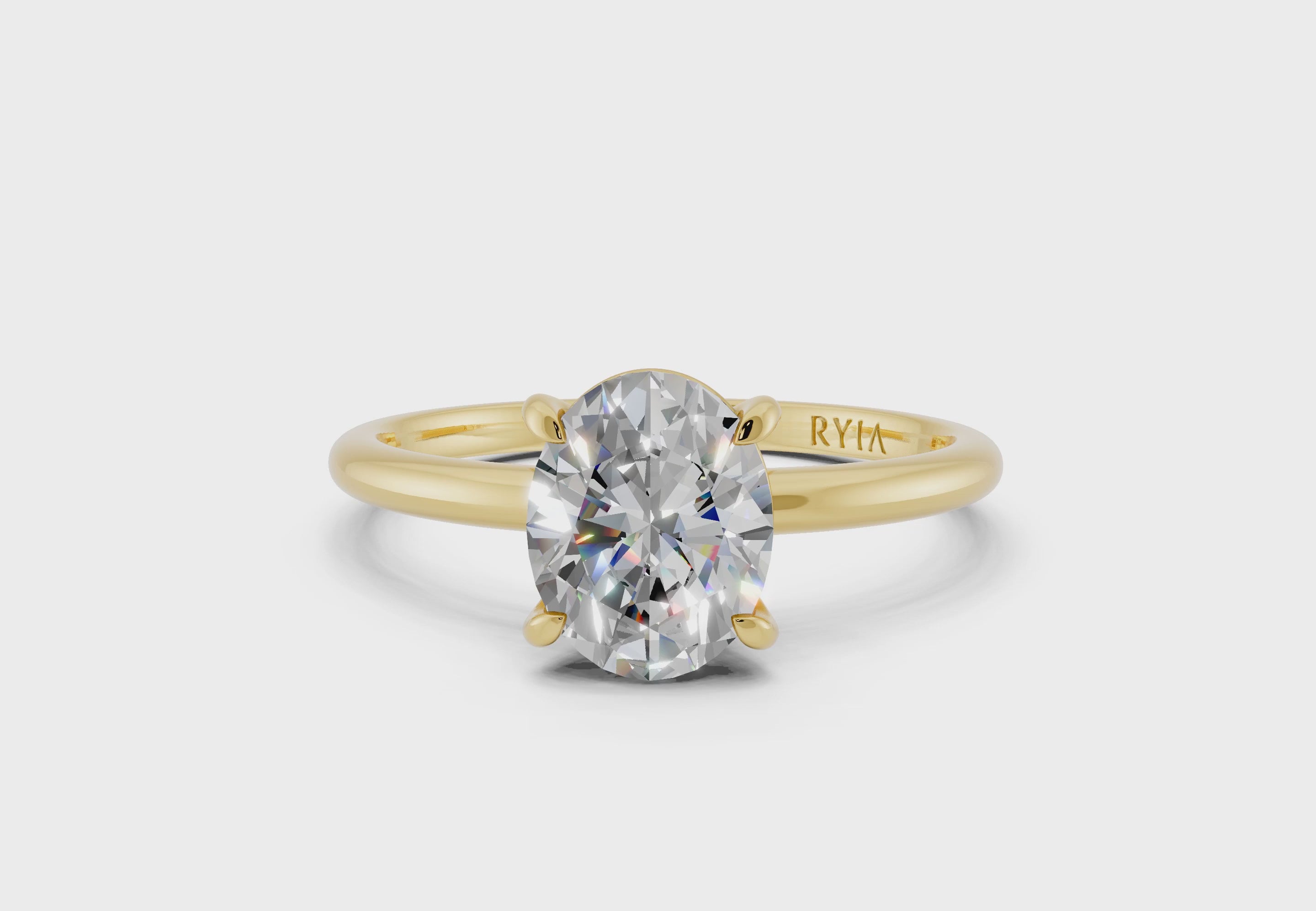 Olive Engagement Ring Yellow Gold with sustainable Lab-Grown Diamond in Oval Cut by RYIA Munich