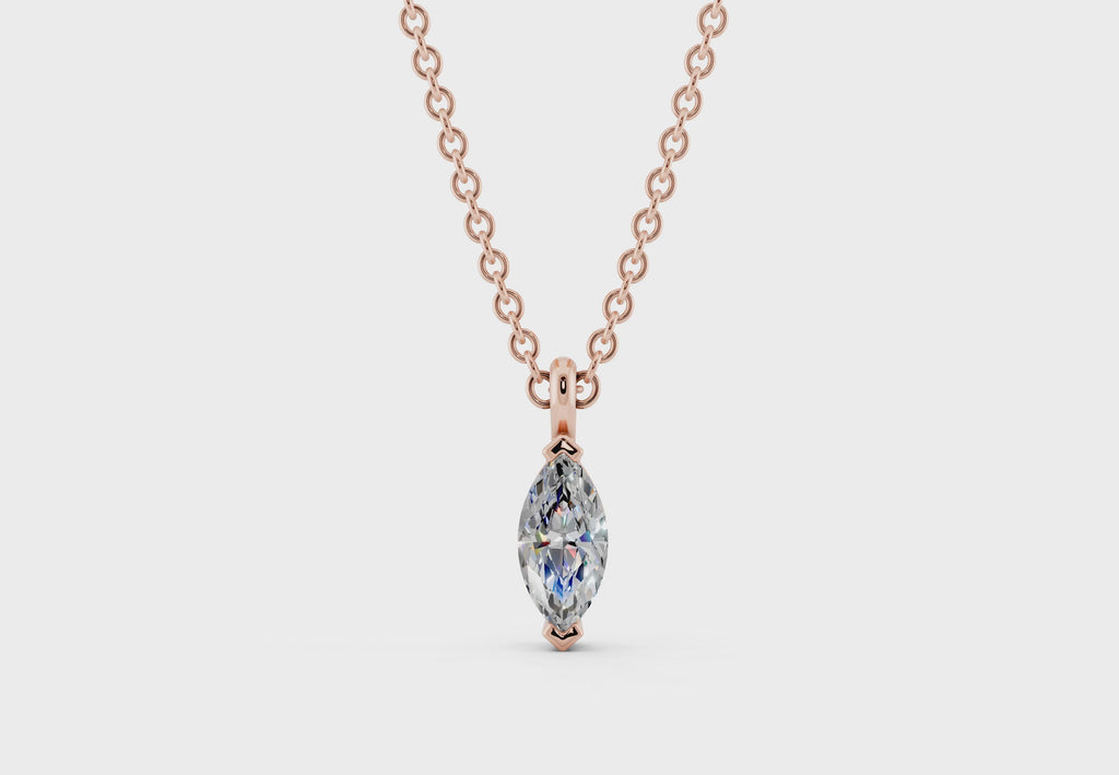 Rose Gold Necklace with sustainable Lab Diamond in Marquise Cut