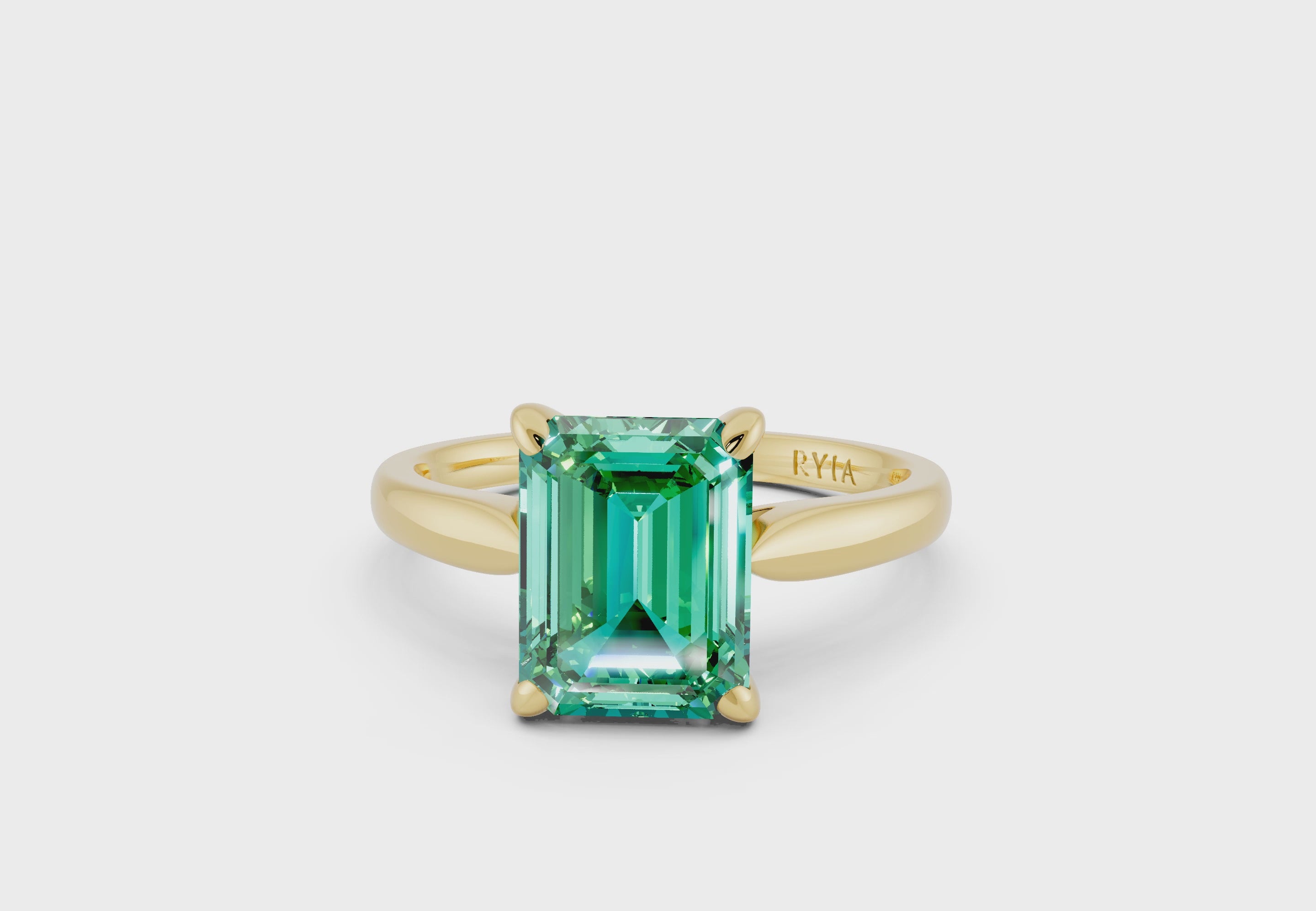 Emerald Ring |  Green Emerald Engagement Ring in recycled 14k Yellow Gold by RYIA