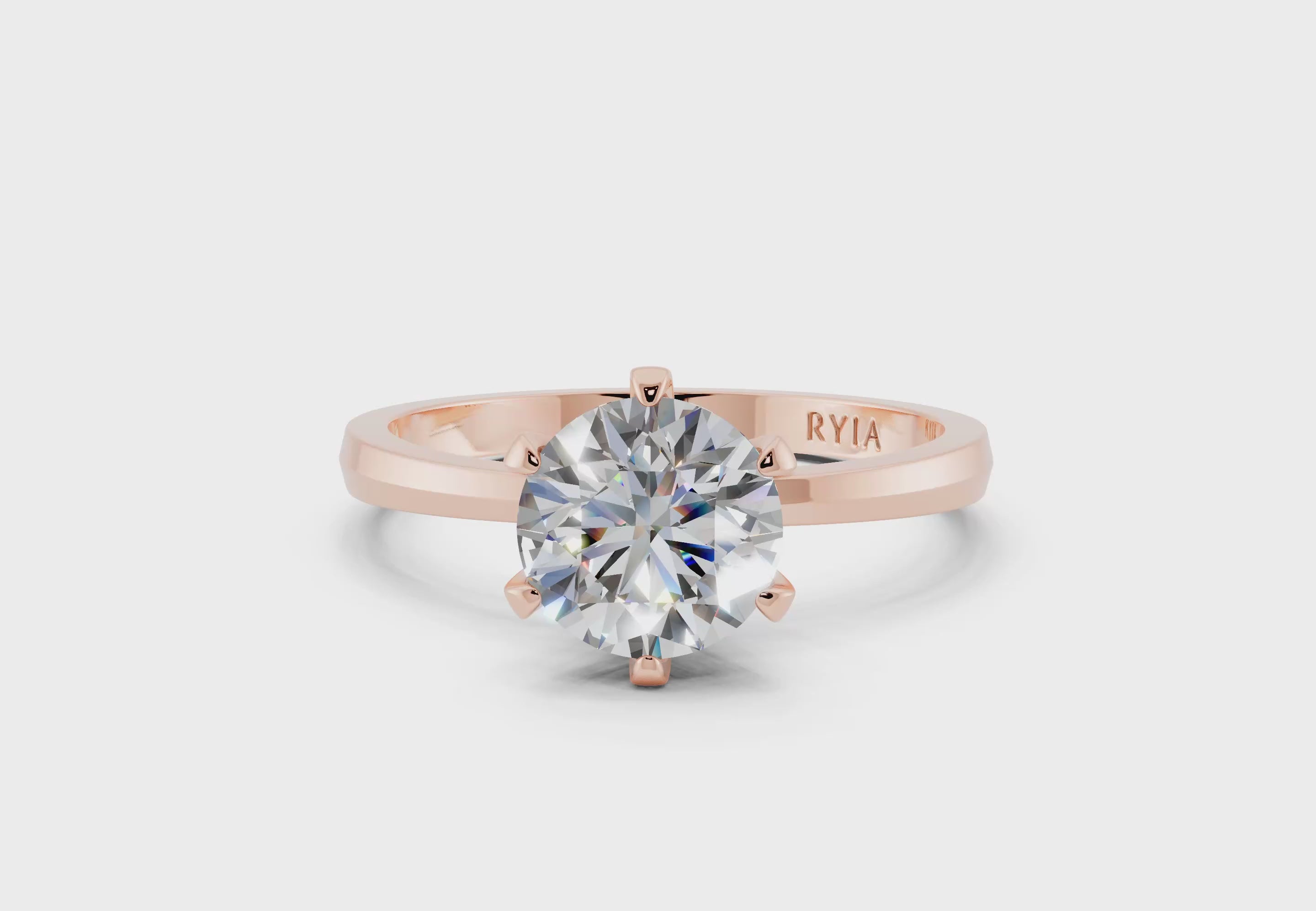 Solitär Verlobungsring Rosegold, Brillantschliff Labordiamant 1 ct. in einer 6-Krappen Fassung von RYIA Fine Jewelry