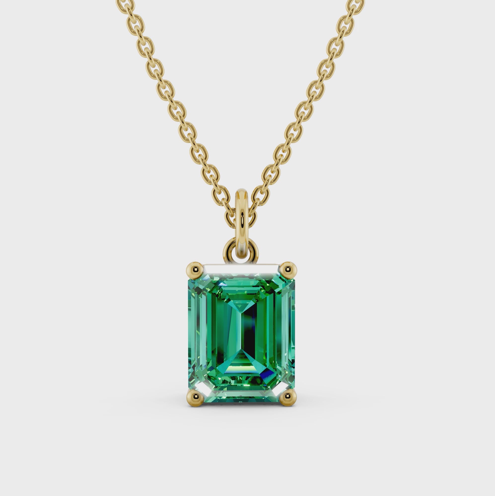 Bamboo green Emerald Necklace from recycled 14k Yellow Gold by RYIA Munich