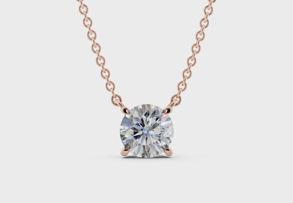 Halskette Rosegold mit Solitär Labor Diamanten im Brillantschliff.